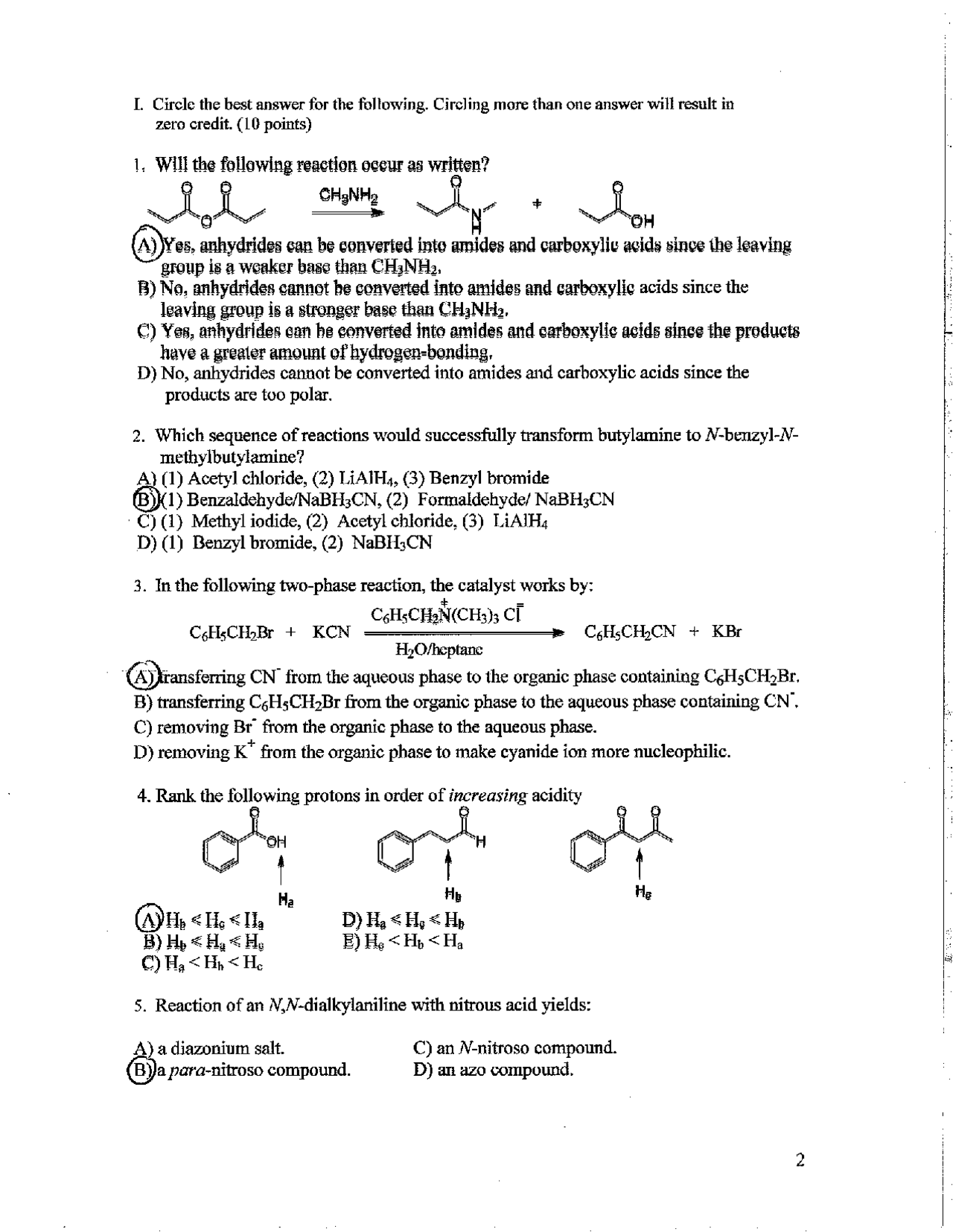 Exam 3 with Solution - Organic Chemistry II | CHEM 234 - Docsity