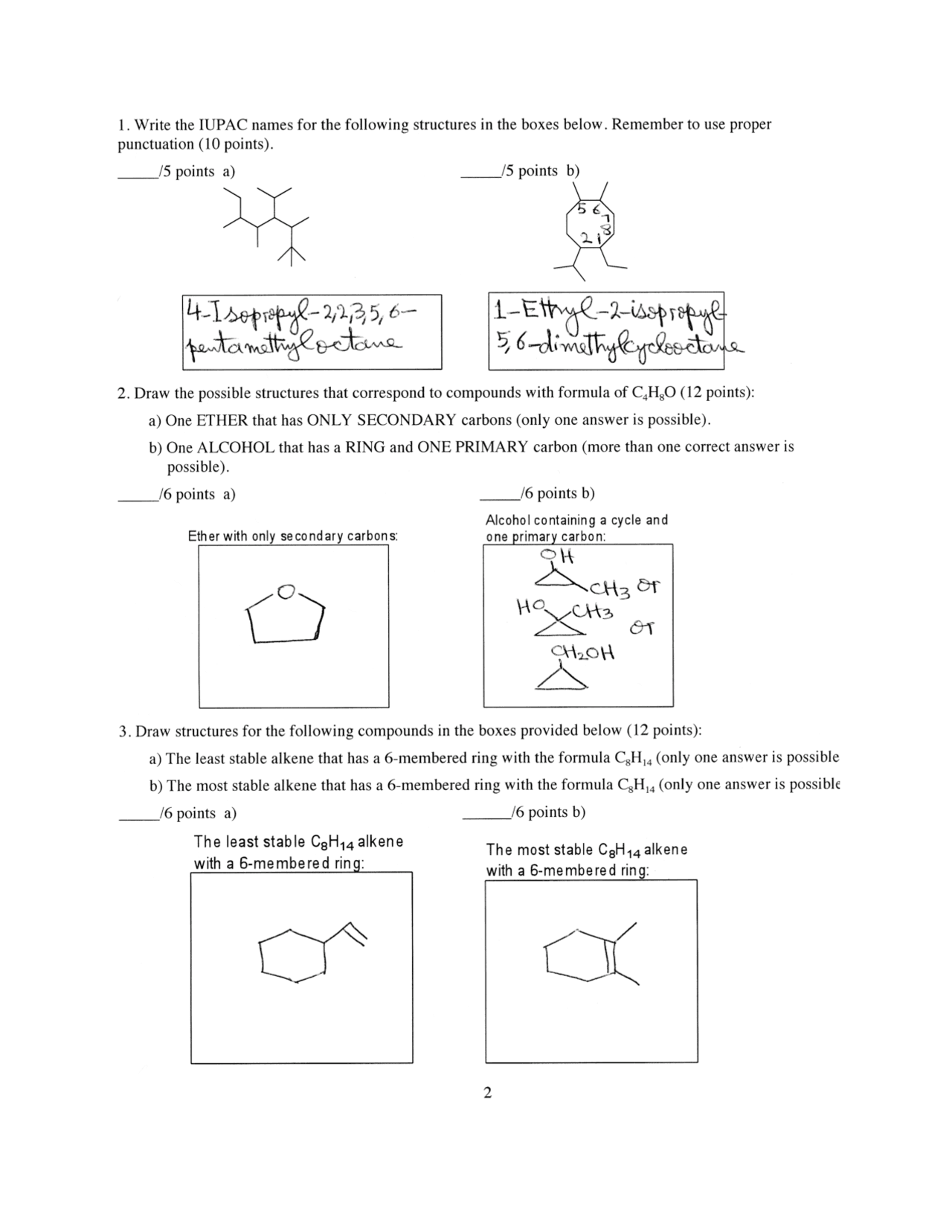 Midterm Exam - Organic Chemistry I | CHEM 231 - Docsity