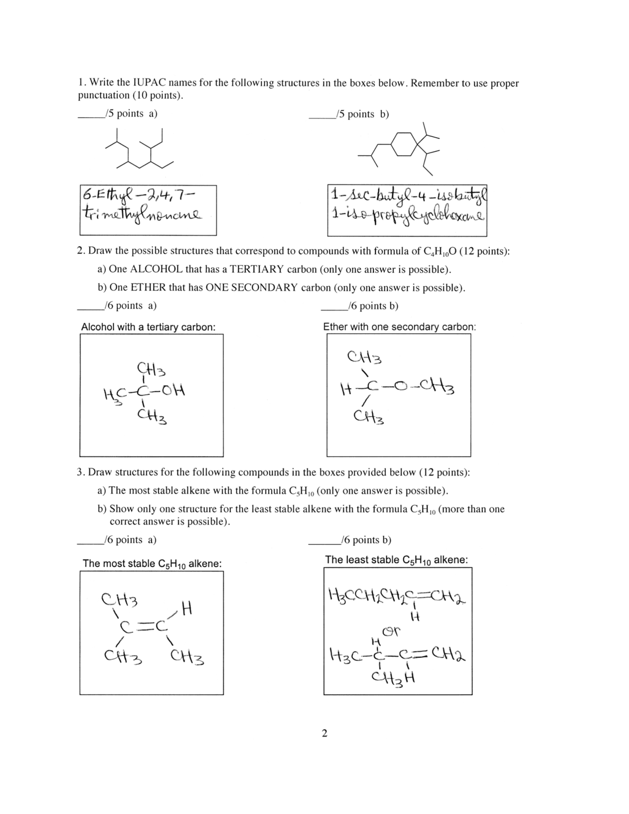 Midterm Exam - Organic Chemistry I | CHEM 231 - Docsity
