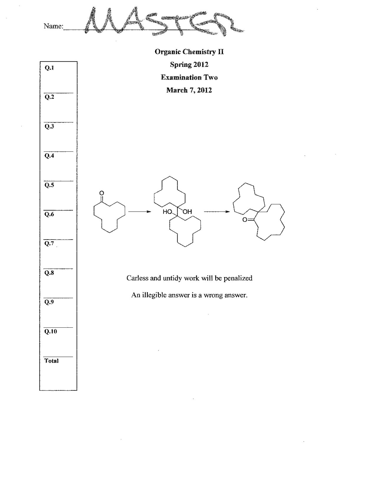 Examination 2 with Resolution - Organic Chemistry II | CHEM 2260 - Docsity