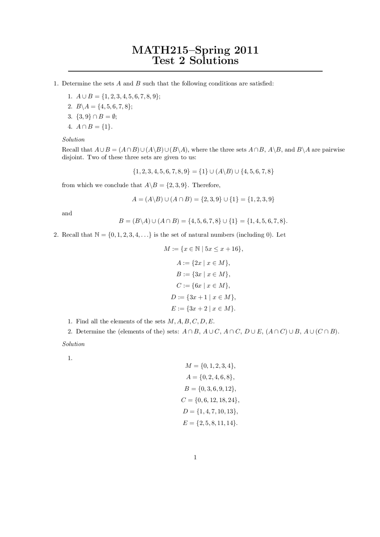 Exam 2 Solutions - Introduction to Advanced Mathematics | MATH 215 ...