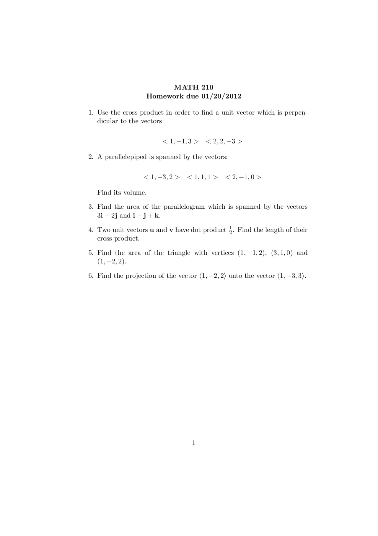 Calculus III - 6 Questions on Homework 4 | MATH 210 - Docsity
