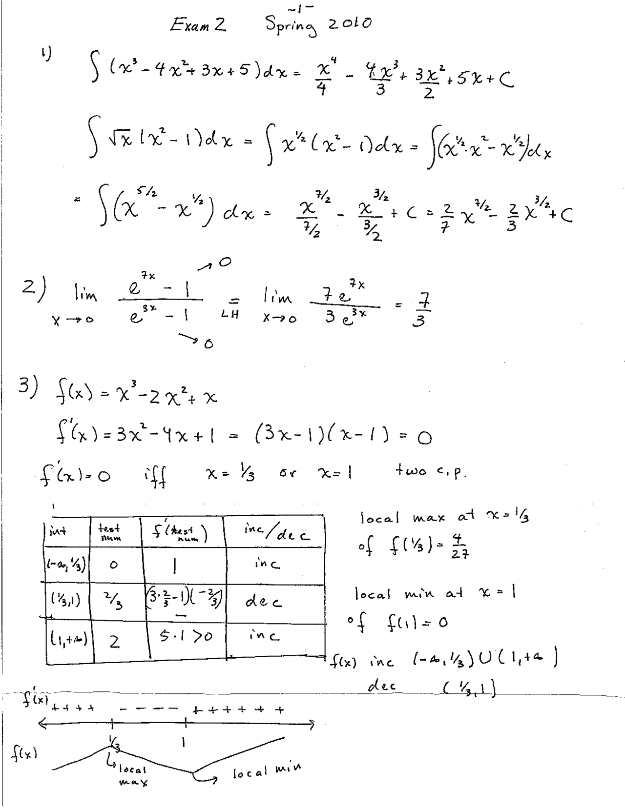 Exam 2 with Solved Problems - Calculus I | MATH 180 - Docsity