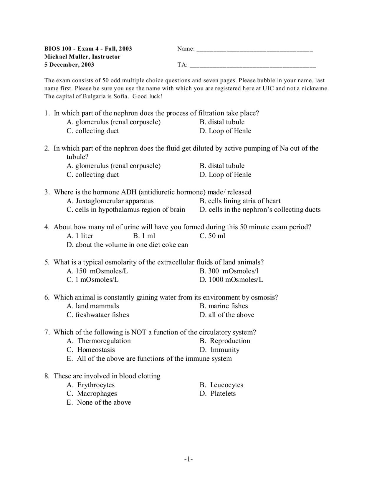 Exam 4 Questions - Biology of Cells and Organisms | BIOS 100 | Exams ...