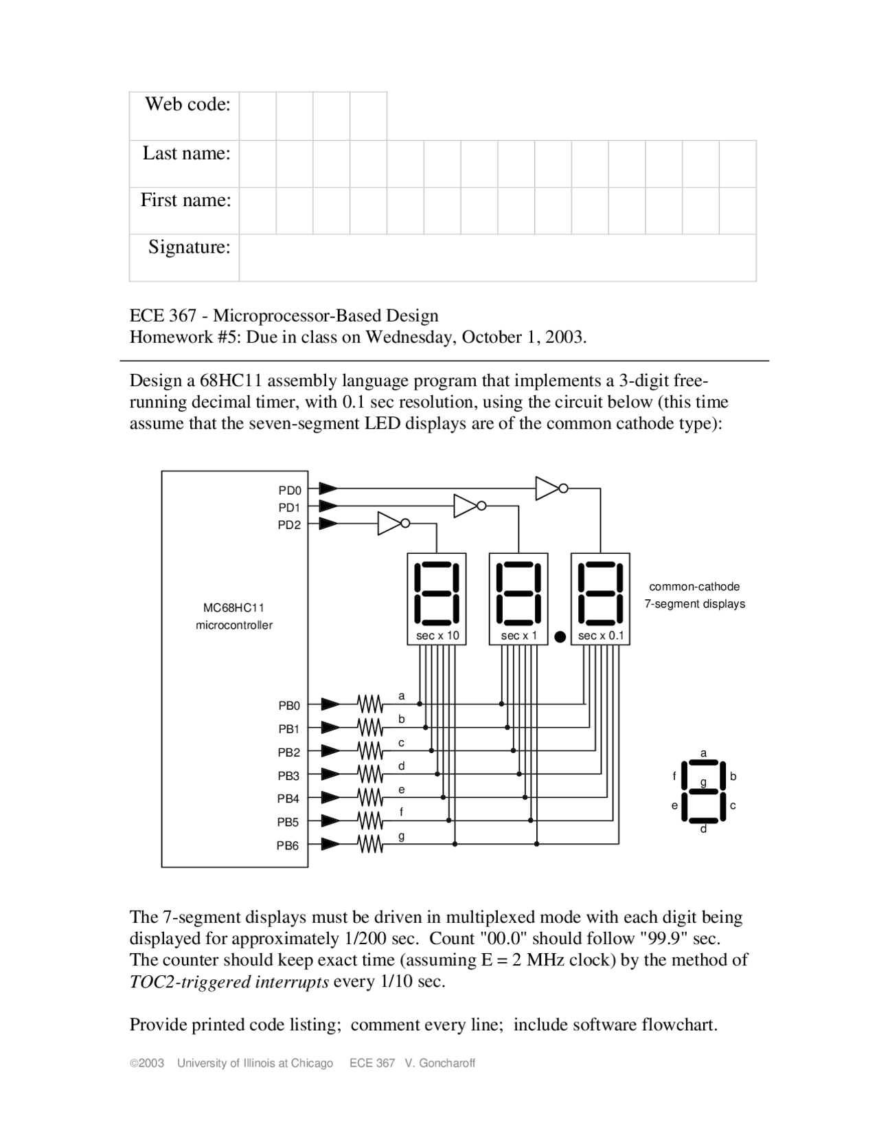 Designing a 3-digit Decimal Timer with 0.1 sec Resolution using 68HC11 ...