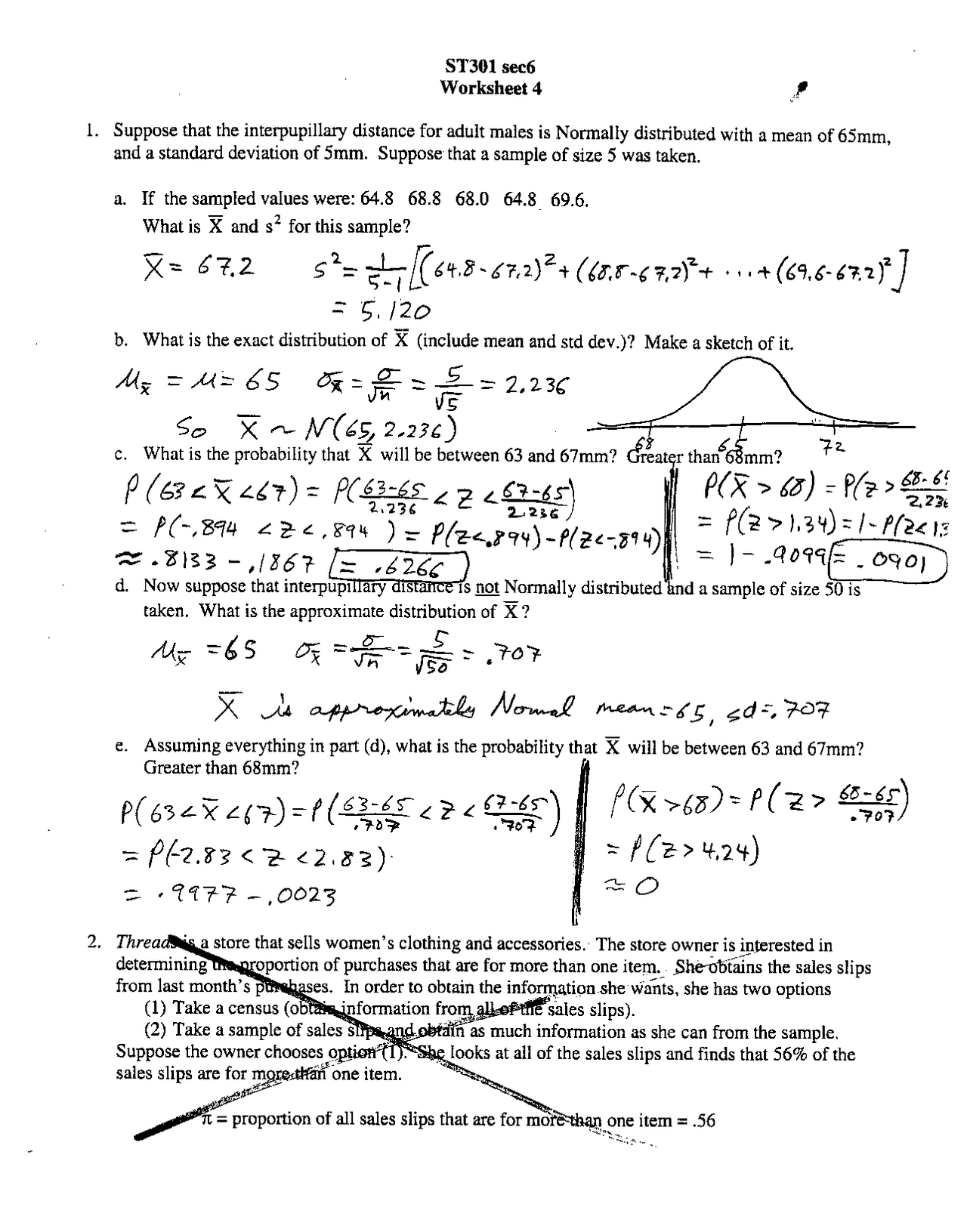 Worksheet 4 for Introduction to Statistical Methods | STAT 301 - Docsity