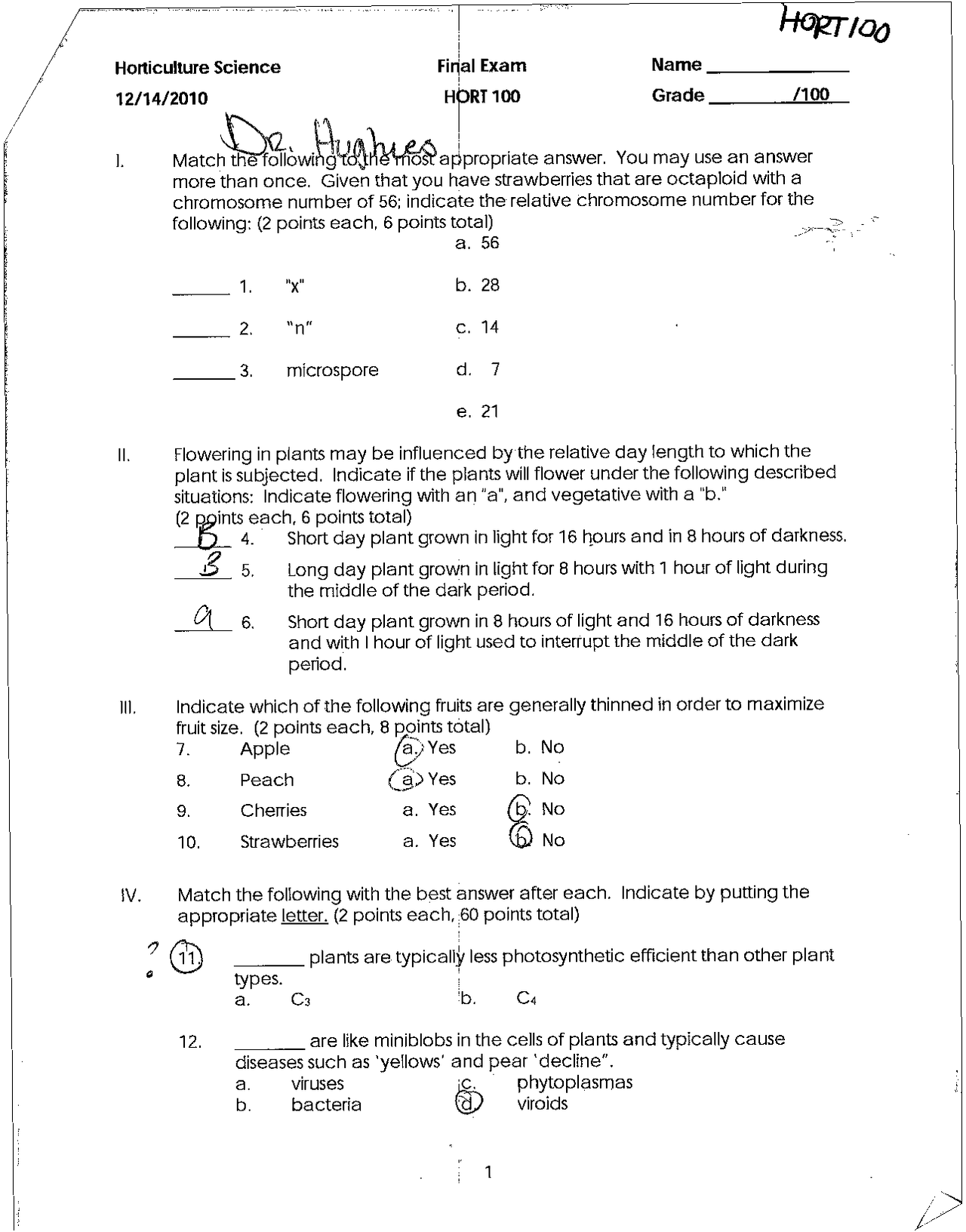 Solved Final Exam - Horticultural Science | HORT 100 | Exams Gardening ...