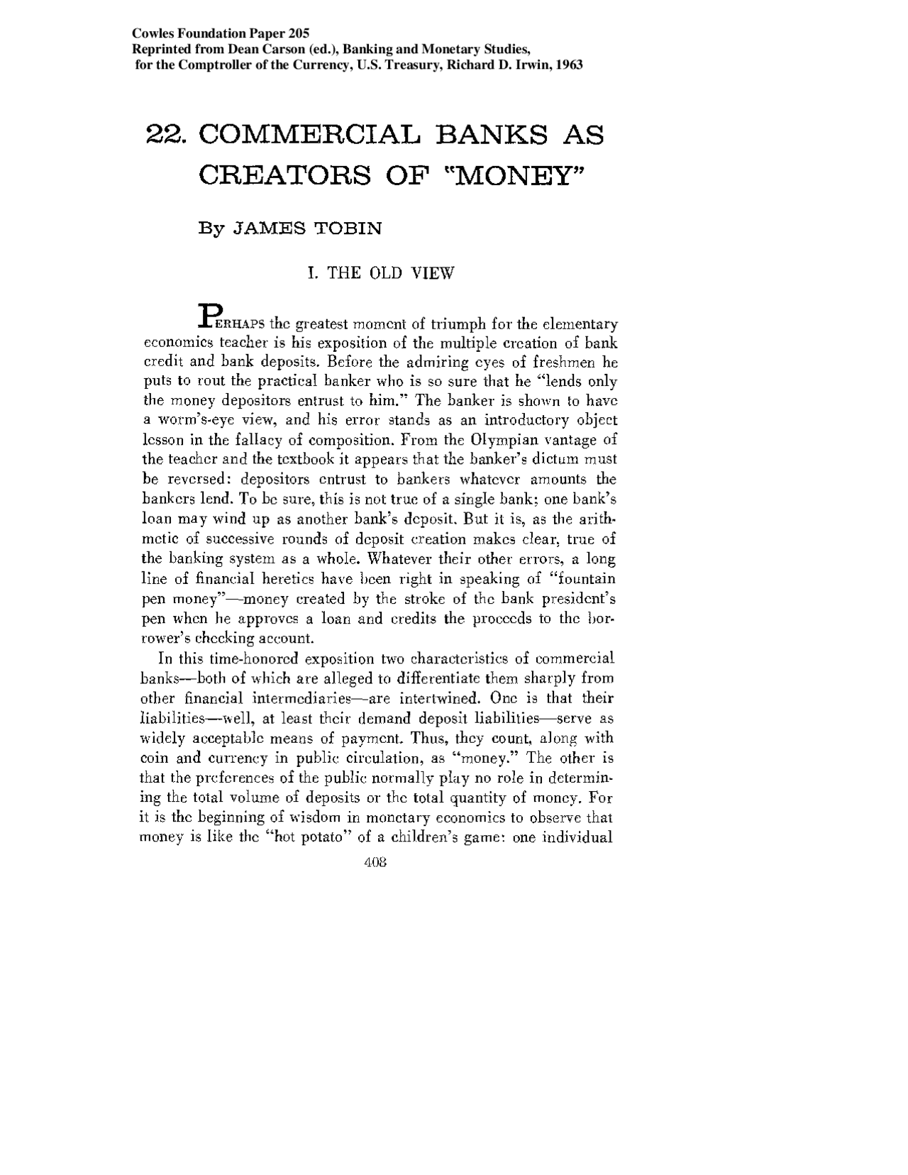 Commercial Banks as creators of money Docsity