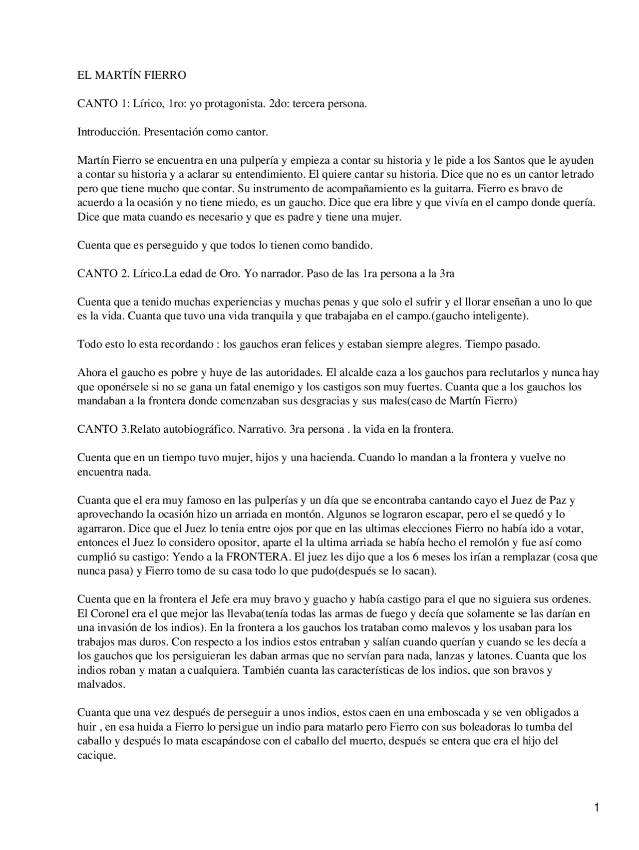 El Gaucho Martin Fierro Jose Hernandez Literatura Del Siglo Xix Resumen Docsity