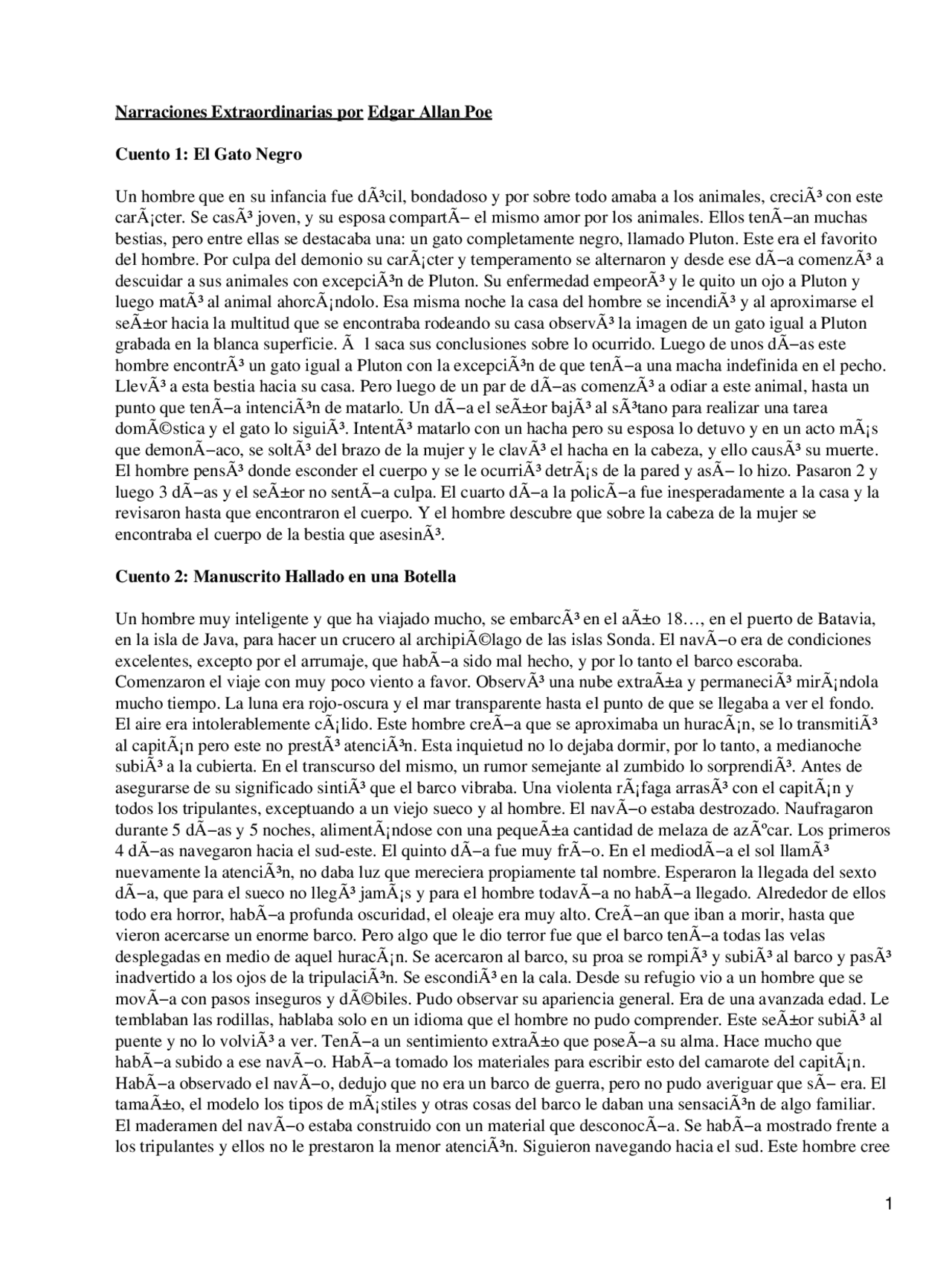 Narraciones Extraordinarias, Edgar Allan Poe Literatura del Siglo XIX