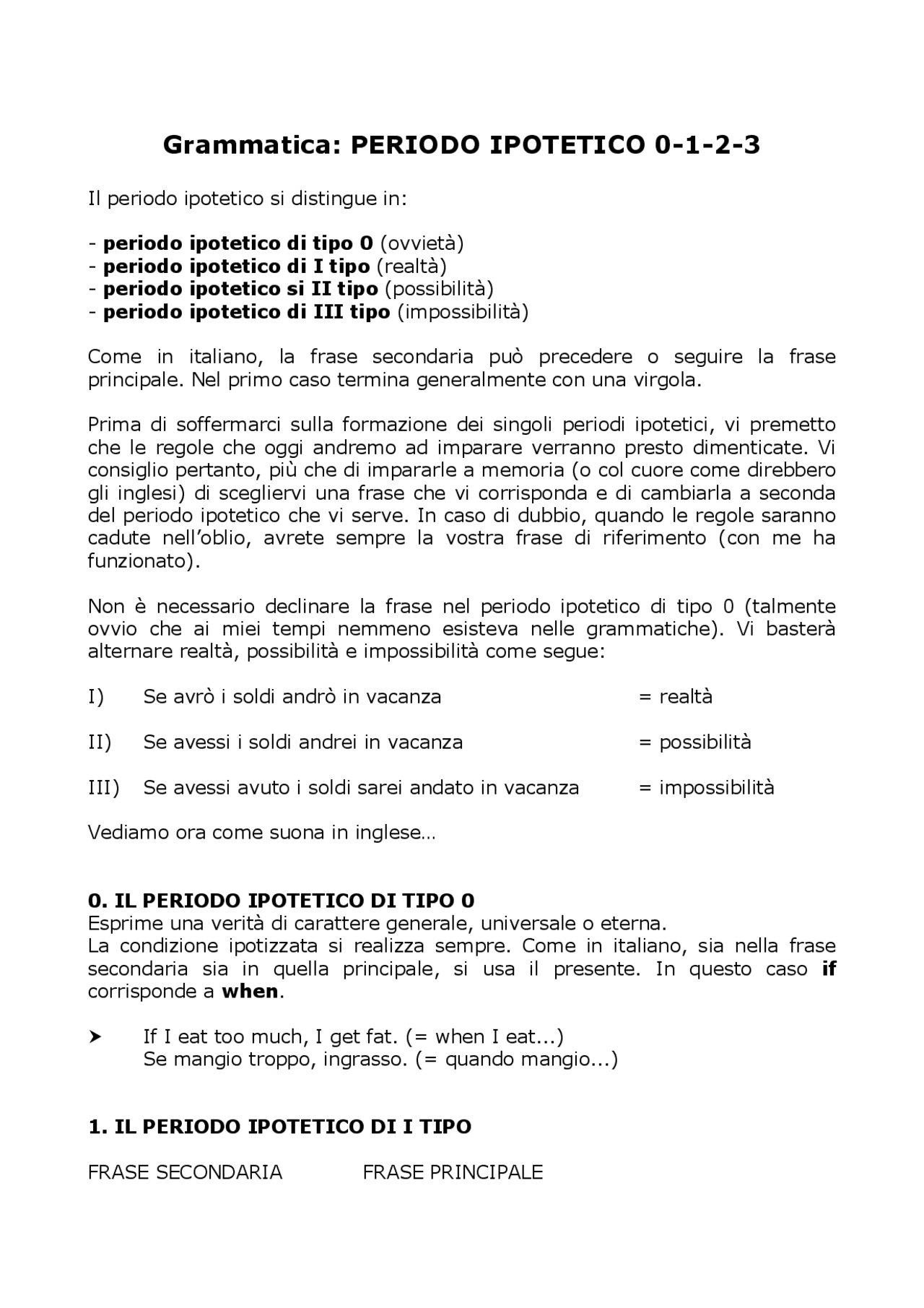 Periodo Ipotetico Lingua Inglese Docsity Frasi Con Periodo Ipotetico Inglese