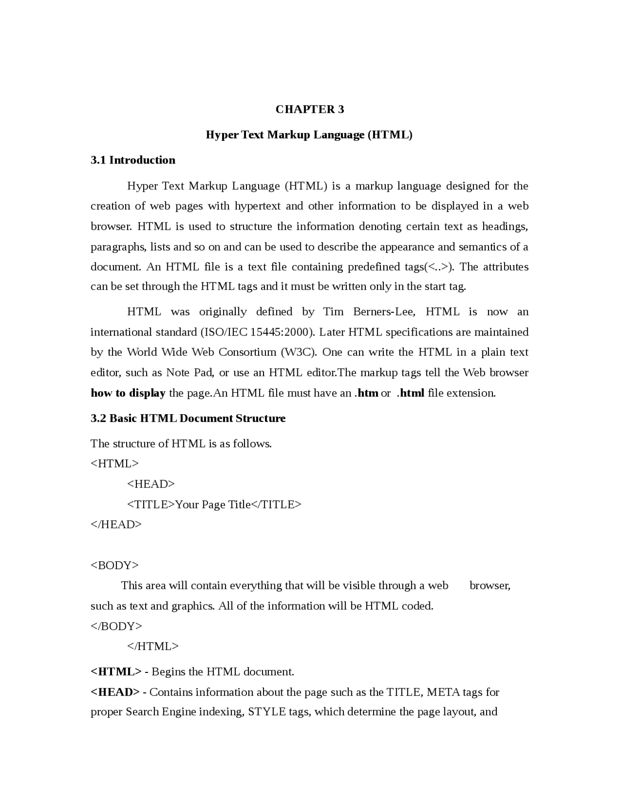 Chapter 3 HTML - Hyper Text Markup Language (HTML) - Study and lecture ...