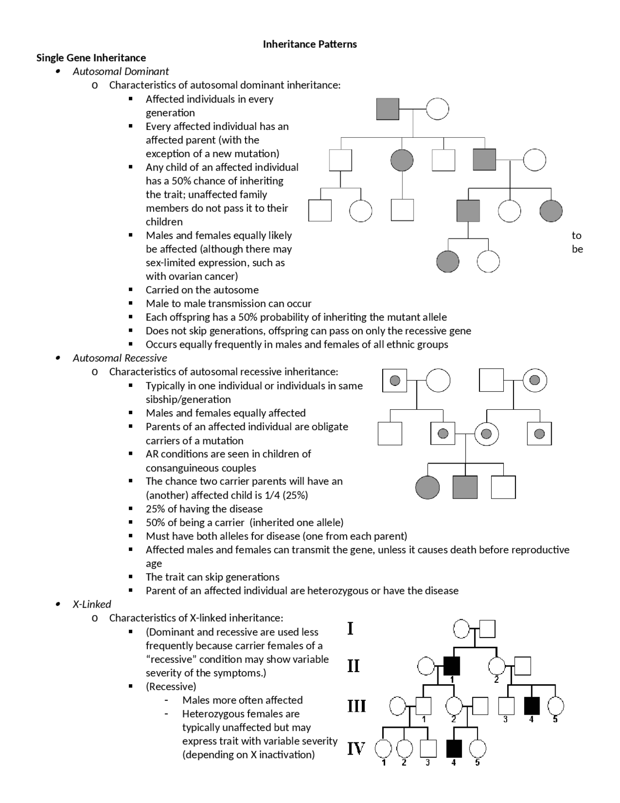 Inheritance Patterns Genetics Chart.pdf Inheritance Patterns Notes - Genetics in Nursing and Health | NURS 337 ...