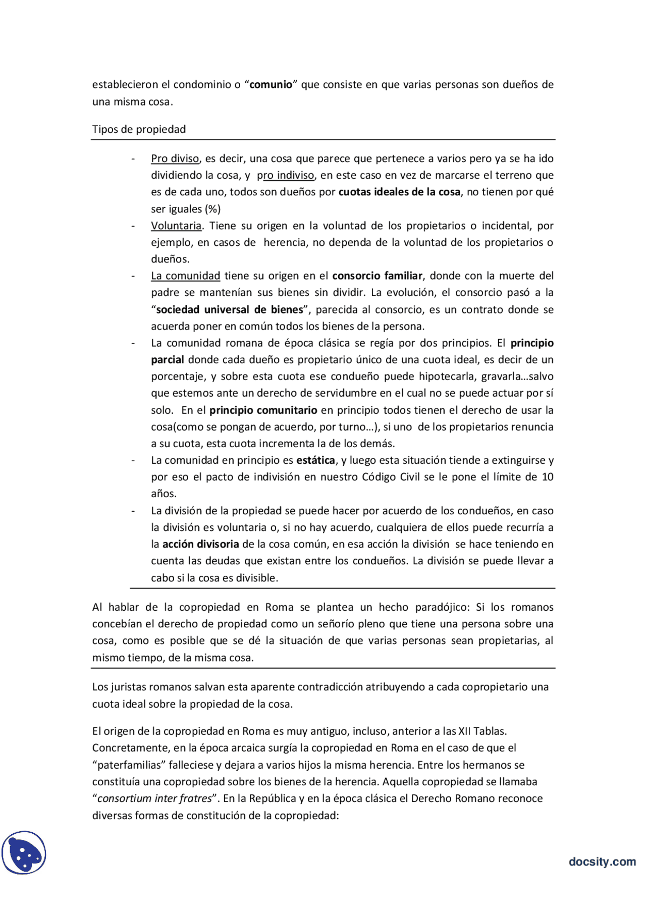 Tipos de propiedad - Docsity