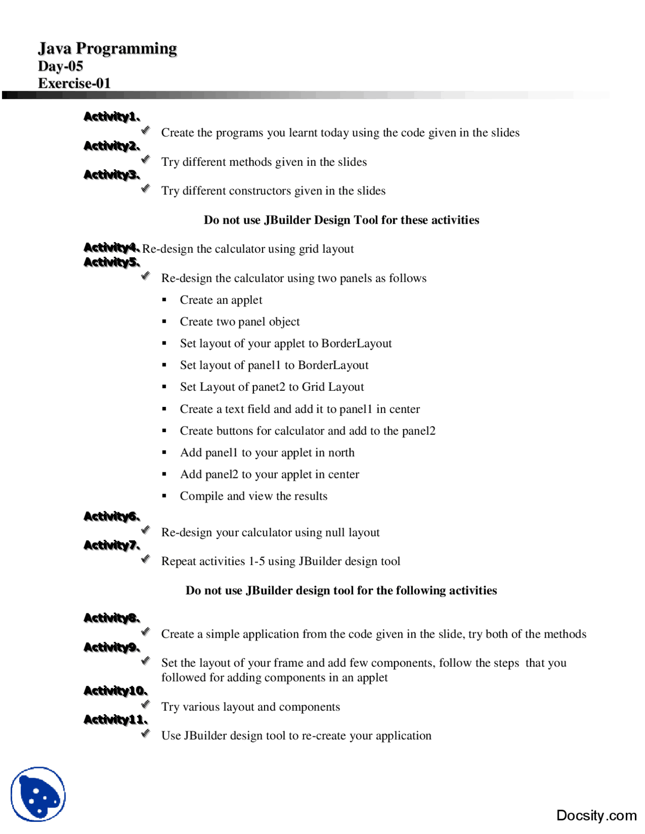 Calculator Design-Java Network Programming-Lab Manual | Exercises Java ...