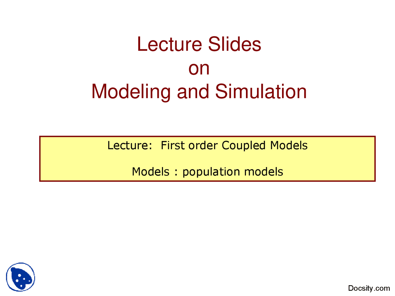 Modelling First Order First Order Coupled Models-Mathematical Modeling and Simulation-Lecture ...
