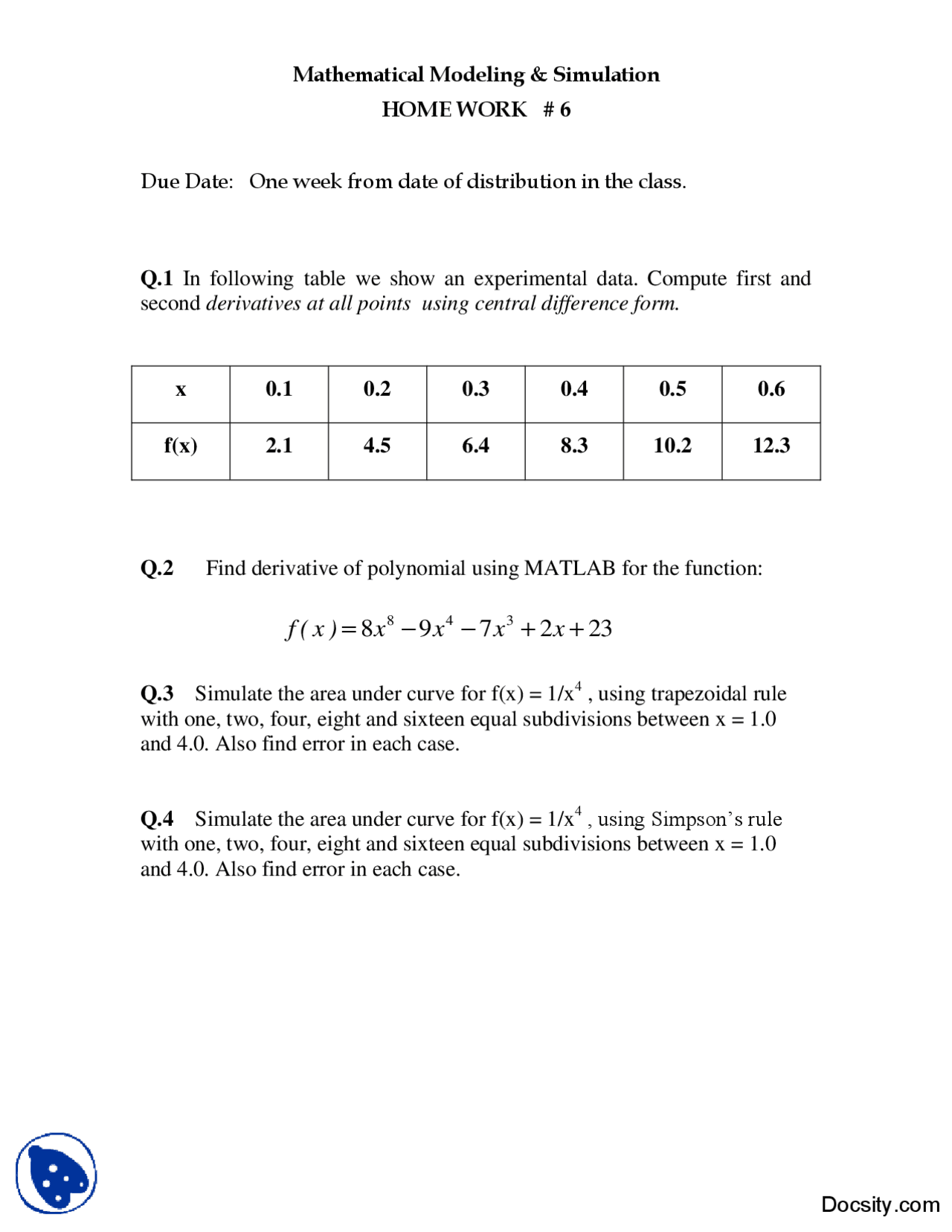 Central Difference Form Mathematical Modeling And Simulation Homework Central difference form mathematical modeling and simulation homework