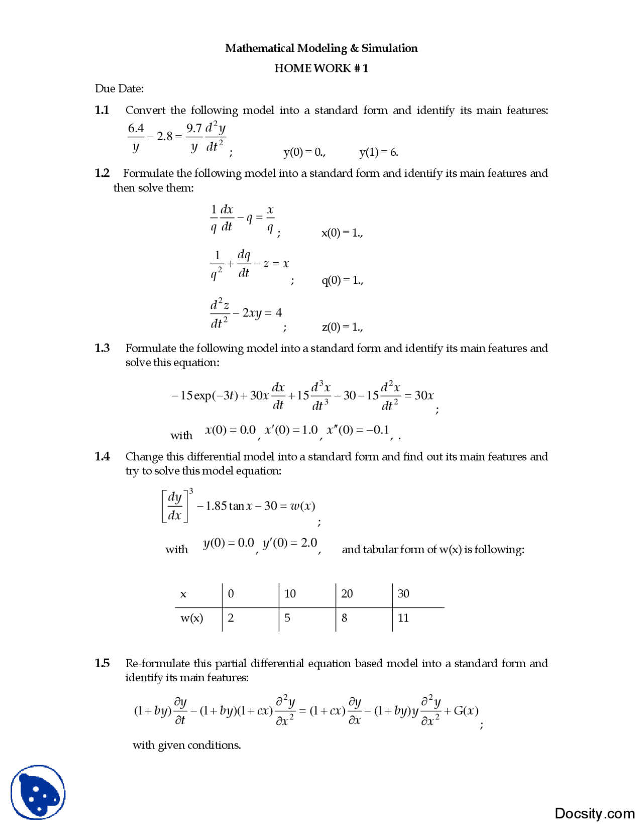 Differential Models Equations and Standard Form-Mathematical Modeling ...