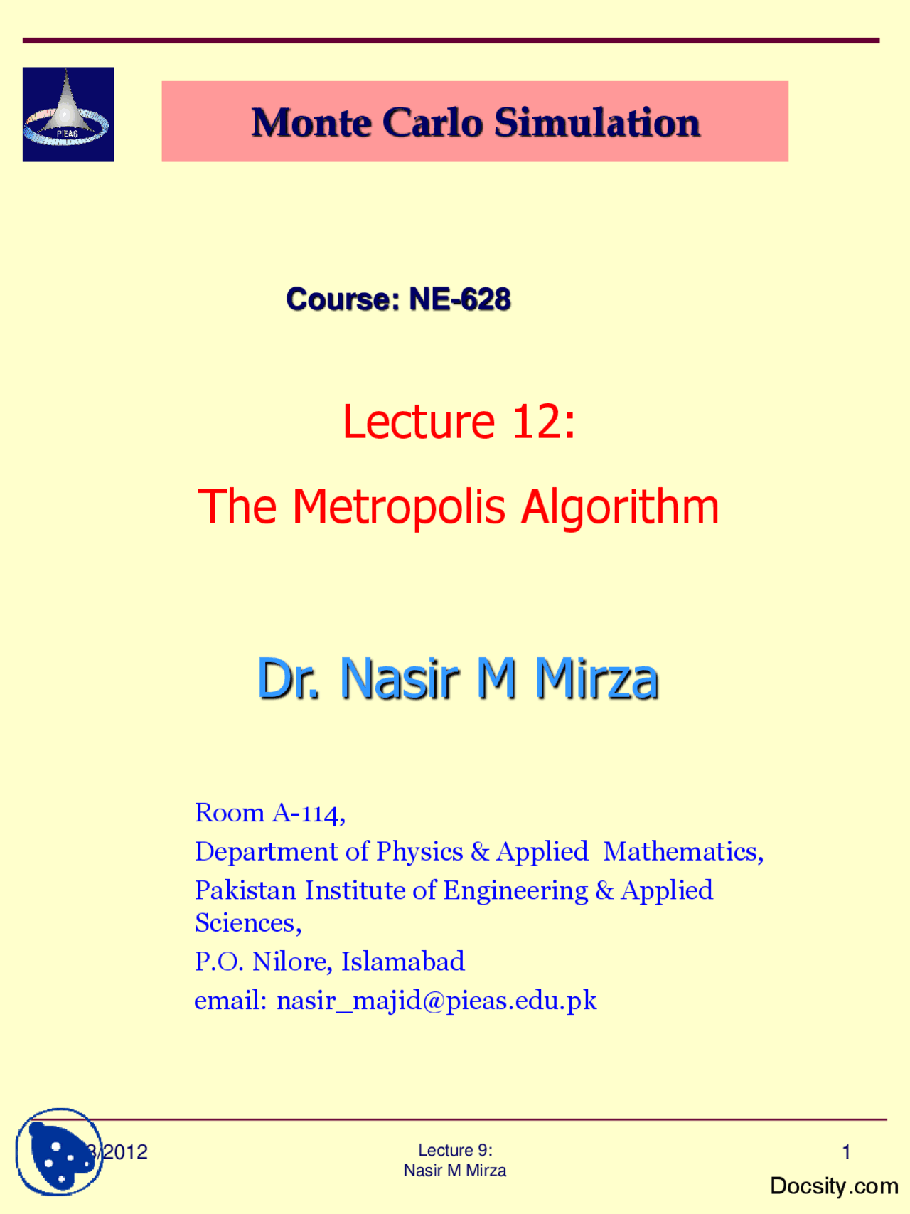 The Metropolis Algorithms-Monte Carlo Simulation-Modeling and ...
