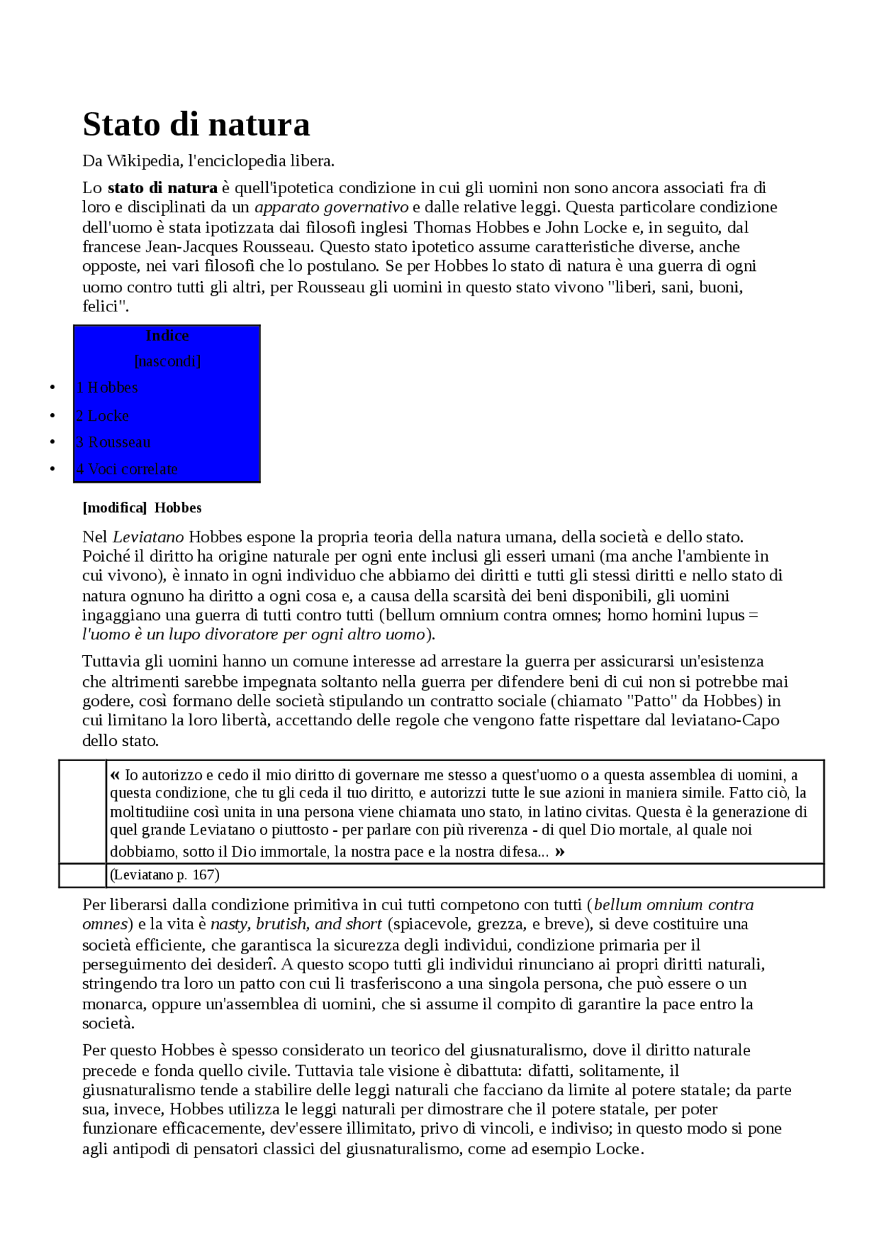 Stato di natura Docsity