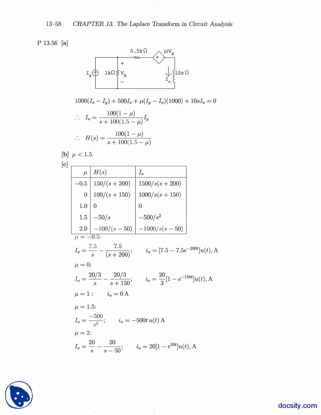 Laplace Transform In Circuit Analysis Part 2Electric Circuits 8th