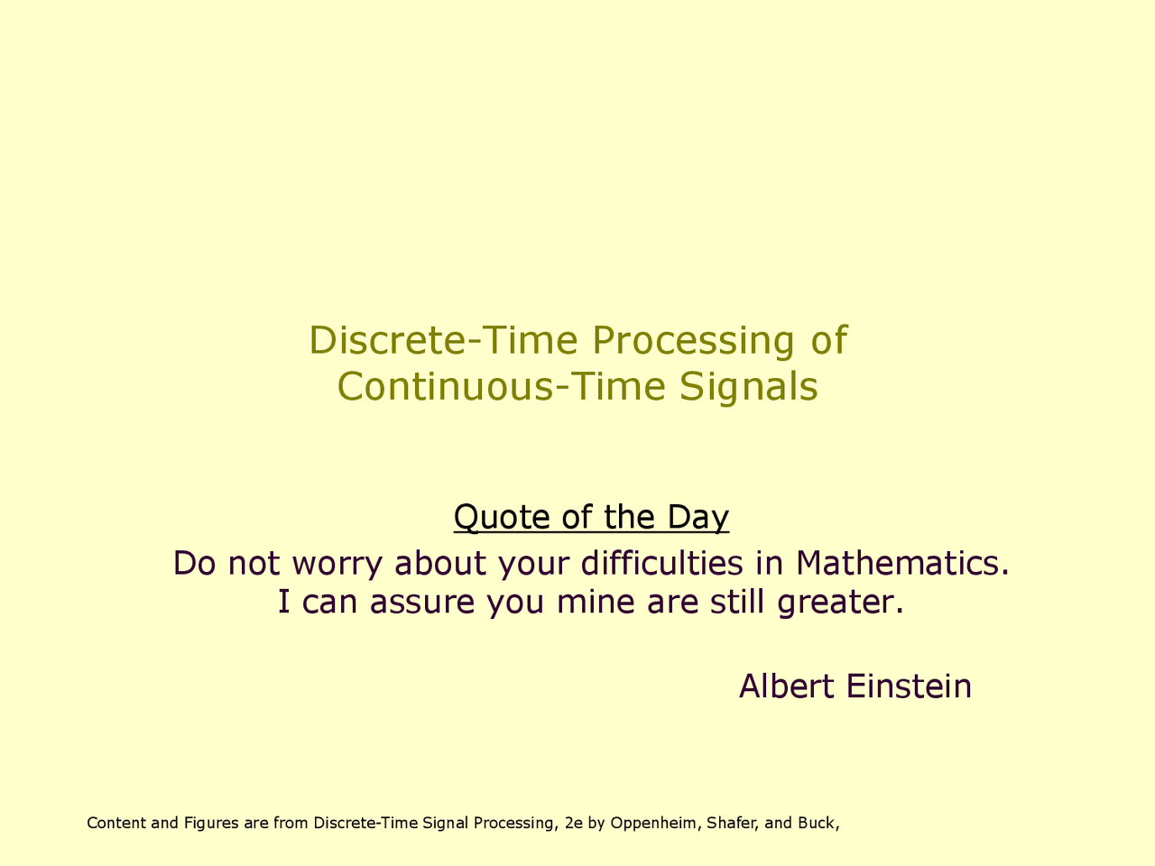Discrete Time Signal Processing of Continuous Time Signals-Digital ...