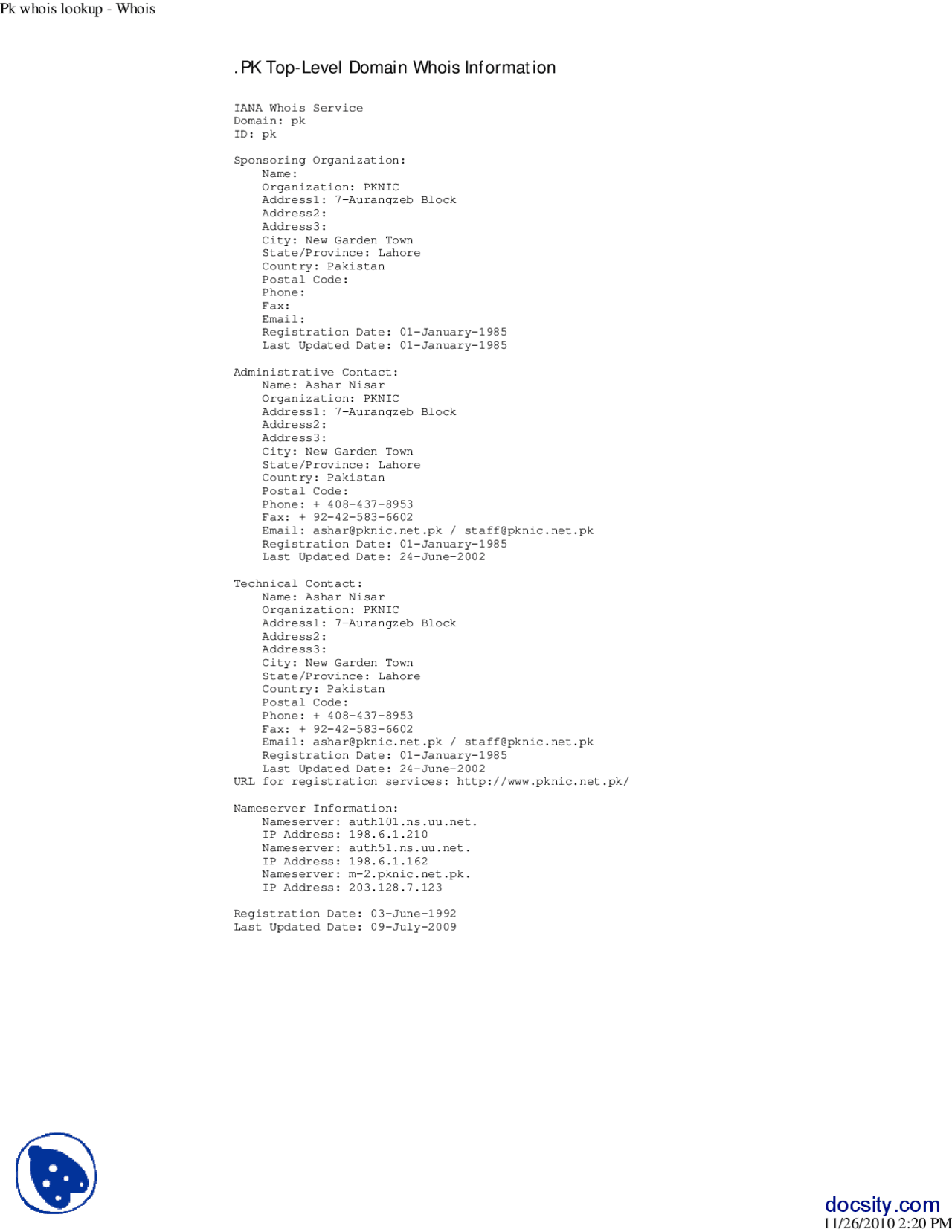 Pk whois lookup-Computer Networks-Lecture Slides - Docsity