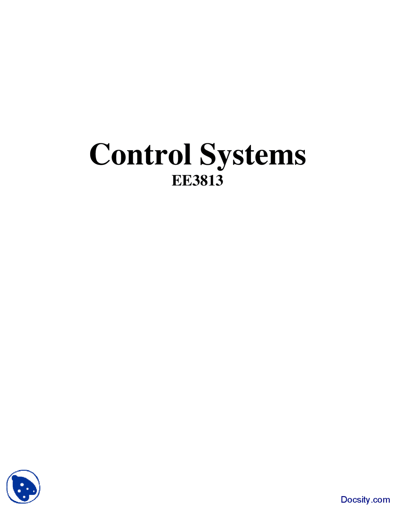 Course Objectives-Control Systems-Handout - Docsity
