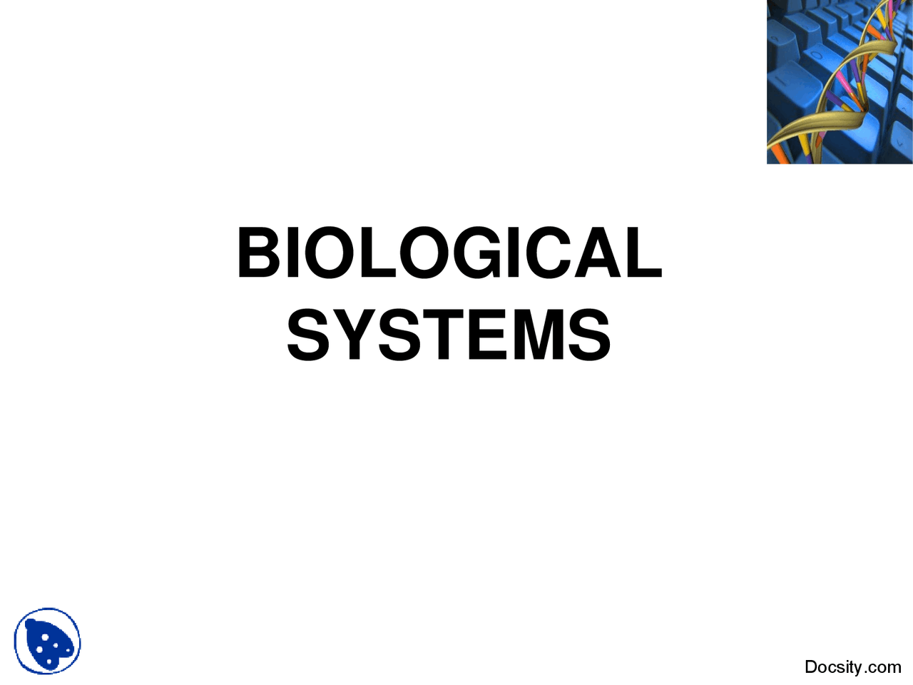 Biological Systems-Systems Biology-Lecture Slides - Docsity