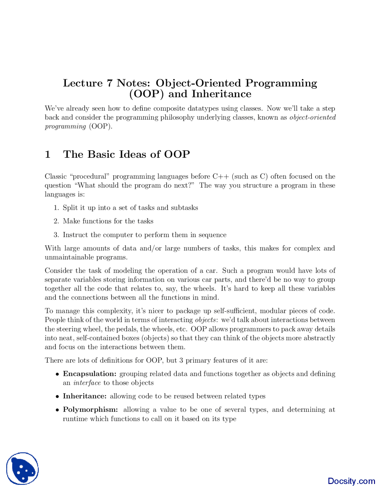 Object Oriented Programming-Programming and Data Structures-Lecture ...