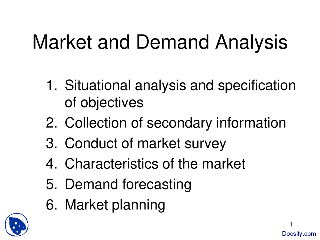 Demand Analysis Statement Example Market and Demand Analysis-Project Management-Lecture Slides - Docsity