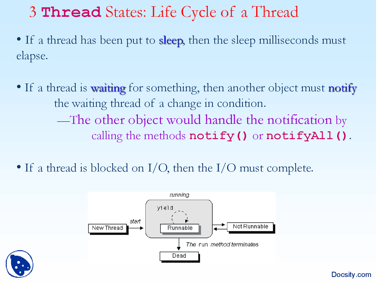 Life Cycle of a Thread-Threading and Programming-Lecture Slides - Docsity