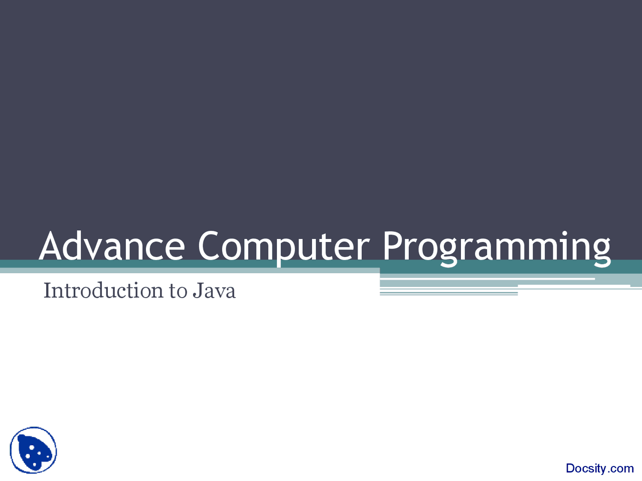 Simple Java Program-Programming Using Java-Lecture Slides - Docsity