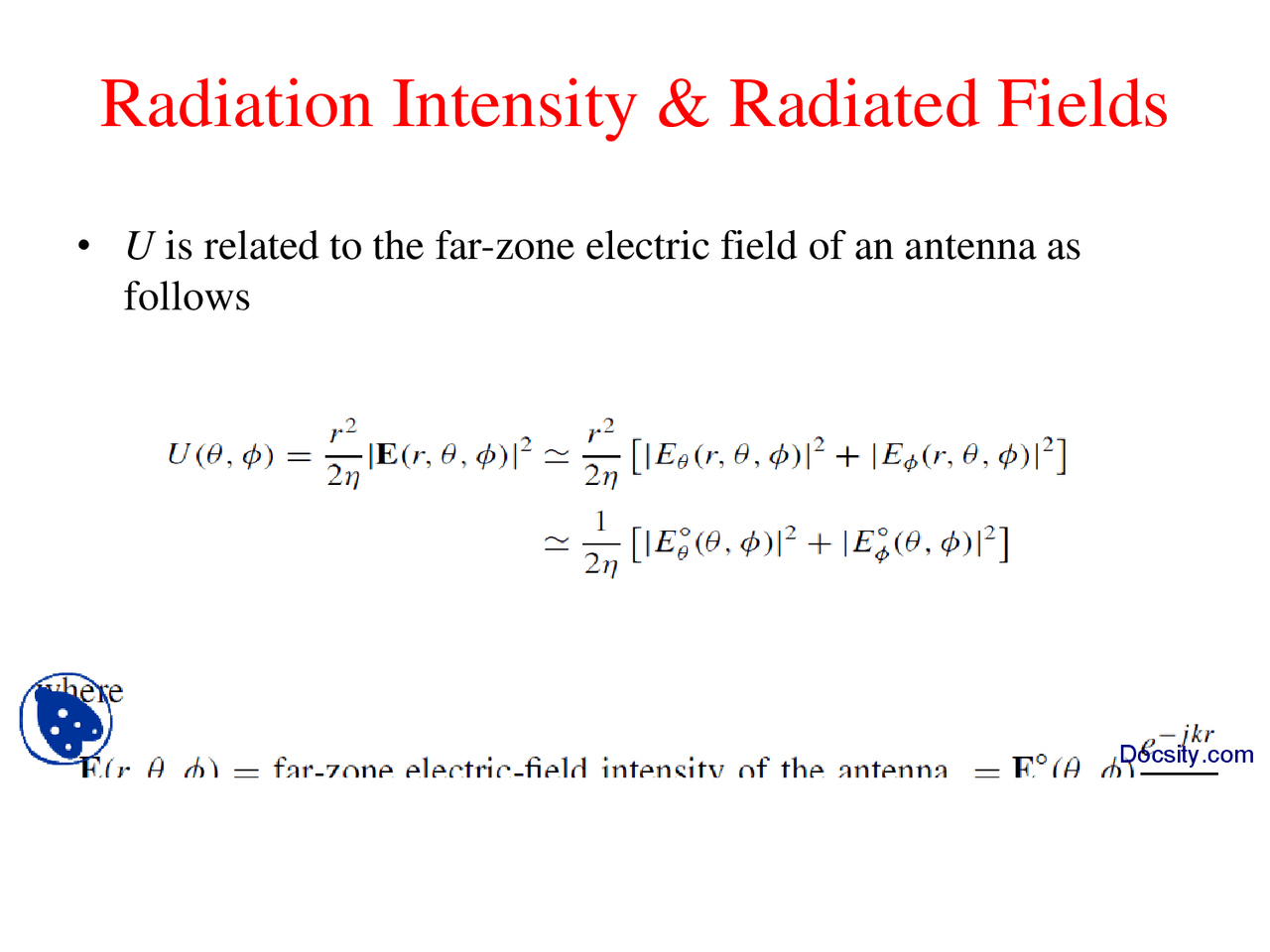 Radation Intensity Radiation Intensity And Radiated Fields-Advanced Antenna Theory-Lecture ...
