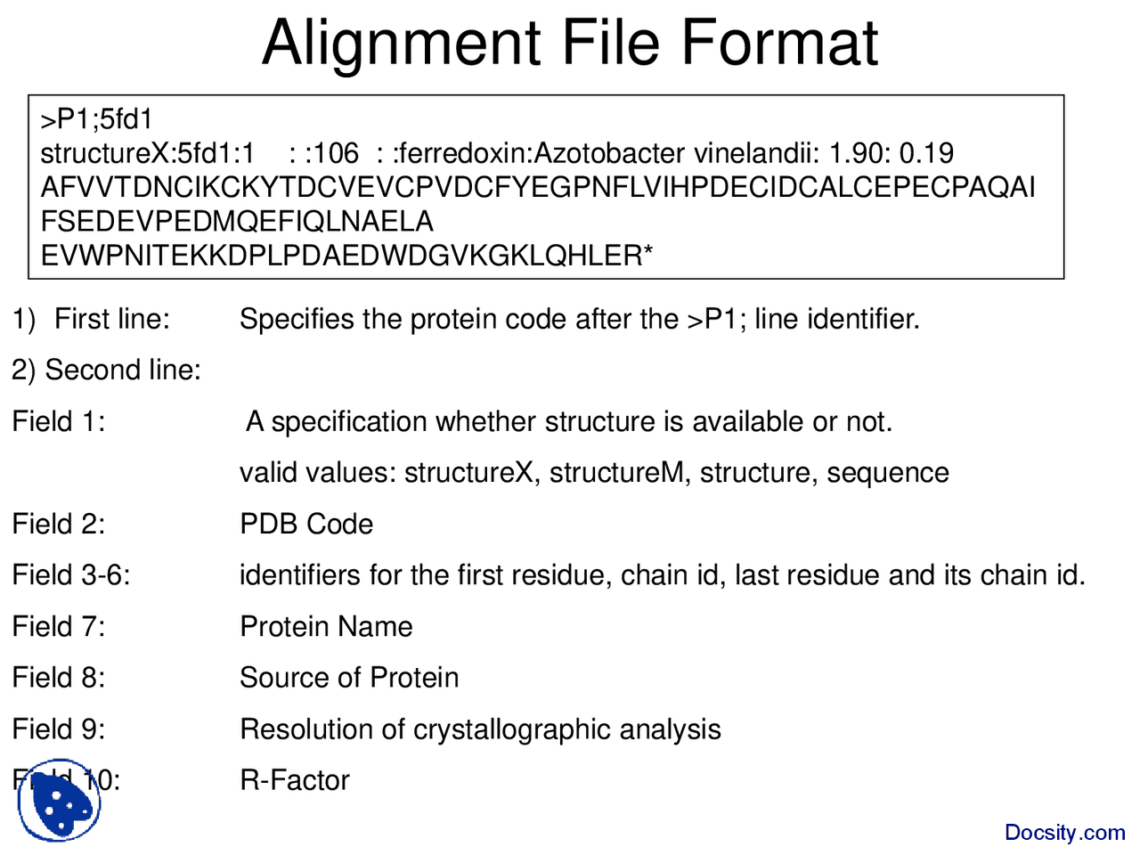 Alignment File Format-Biogenetics and Computers-Lecture Slides - Docsity