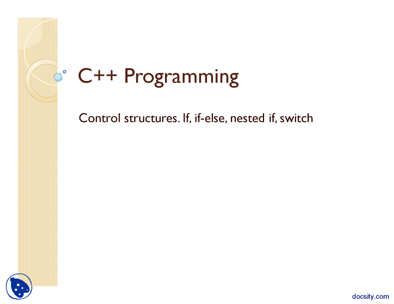 Control Structures If Else, Nested If, Switch-Computer Architecture and ...