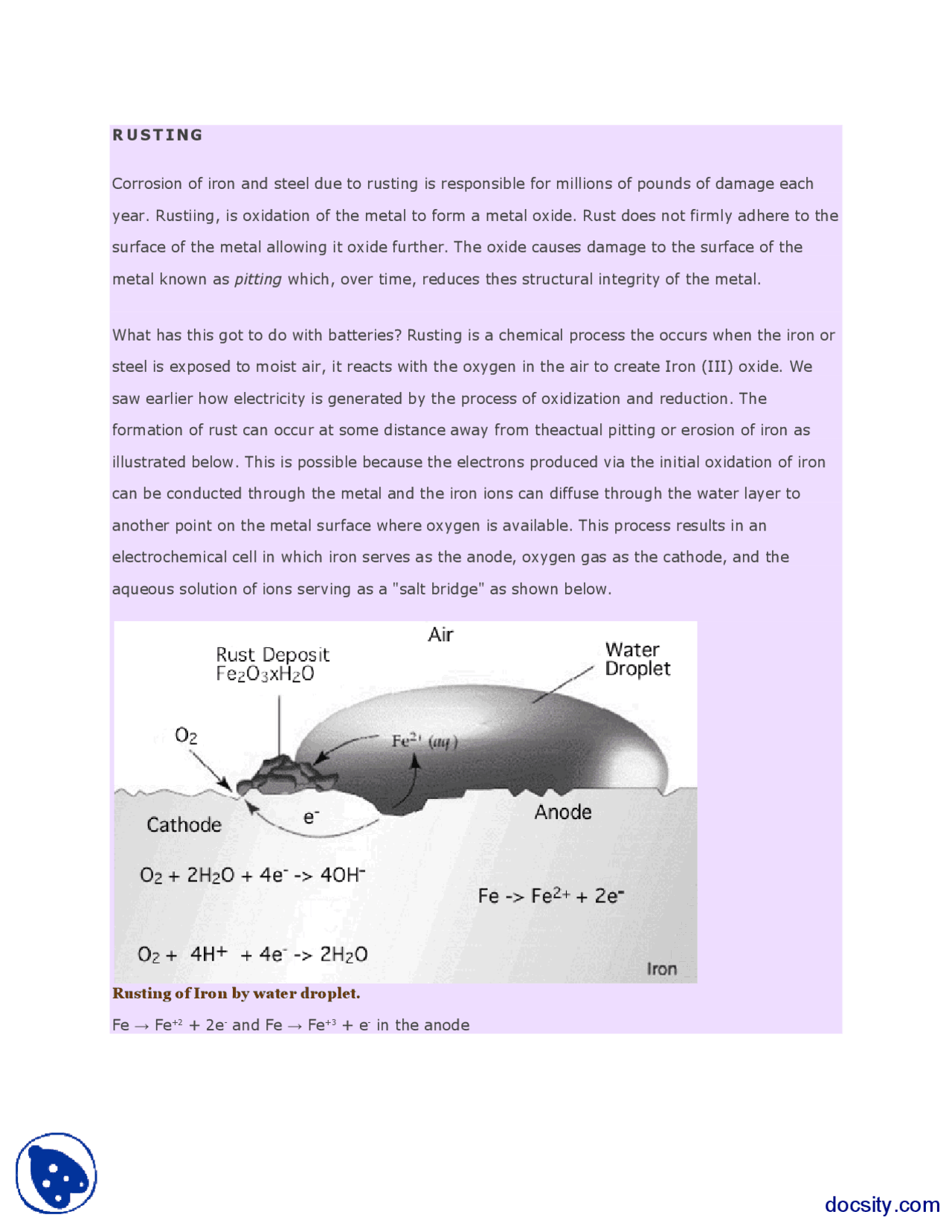 Fast Rusting Methodology Rusting-Analytical Techniques-Lecture Slides - Docsity