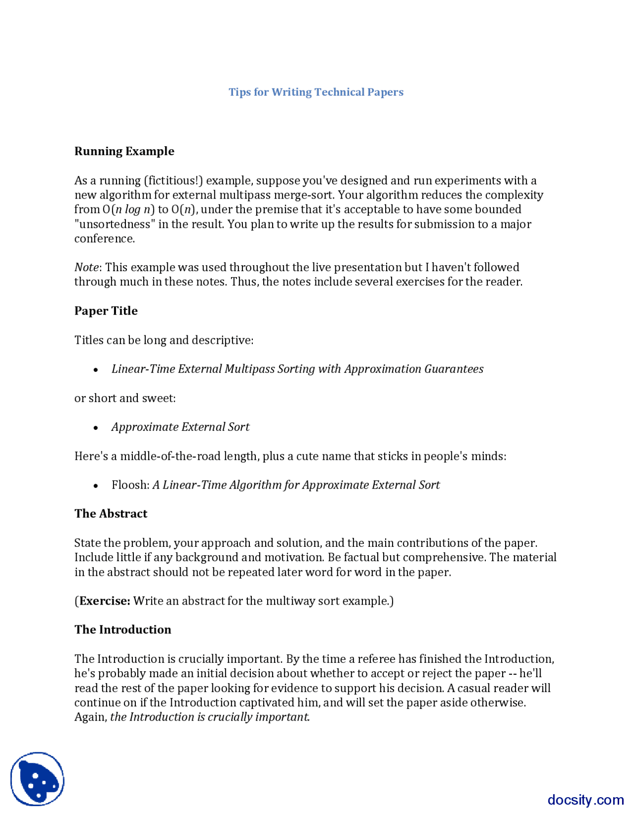 Imformative Technical Paper Example Tips for Writing Technical Papers-Technical Writing-Lecture Slides ...