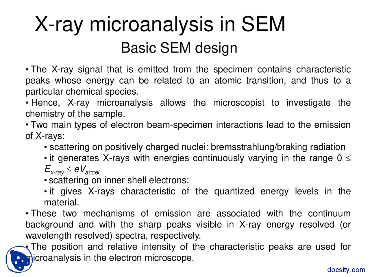 X Ray Microanalysis in SEM-Characteristics of Materials-Lecture Slides ...