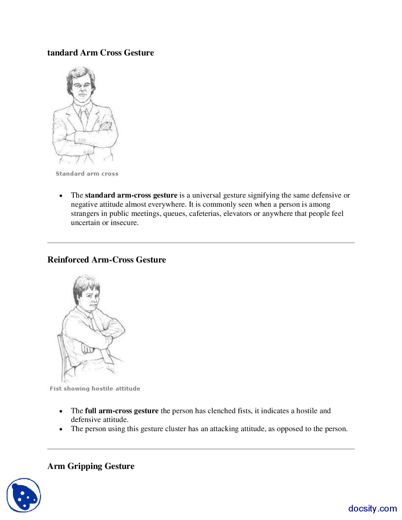 Standard Arm Cross SkillsLecture Slides Docsity