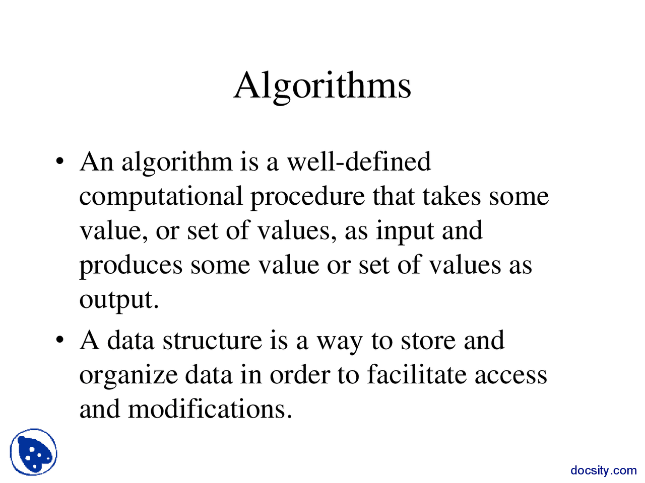 Algorithms-Analysis of Algorithms-Lecture Slides - Docsity