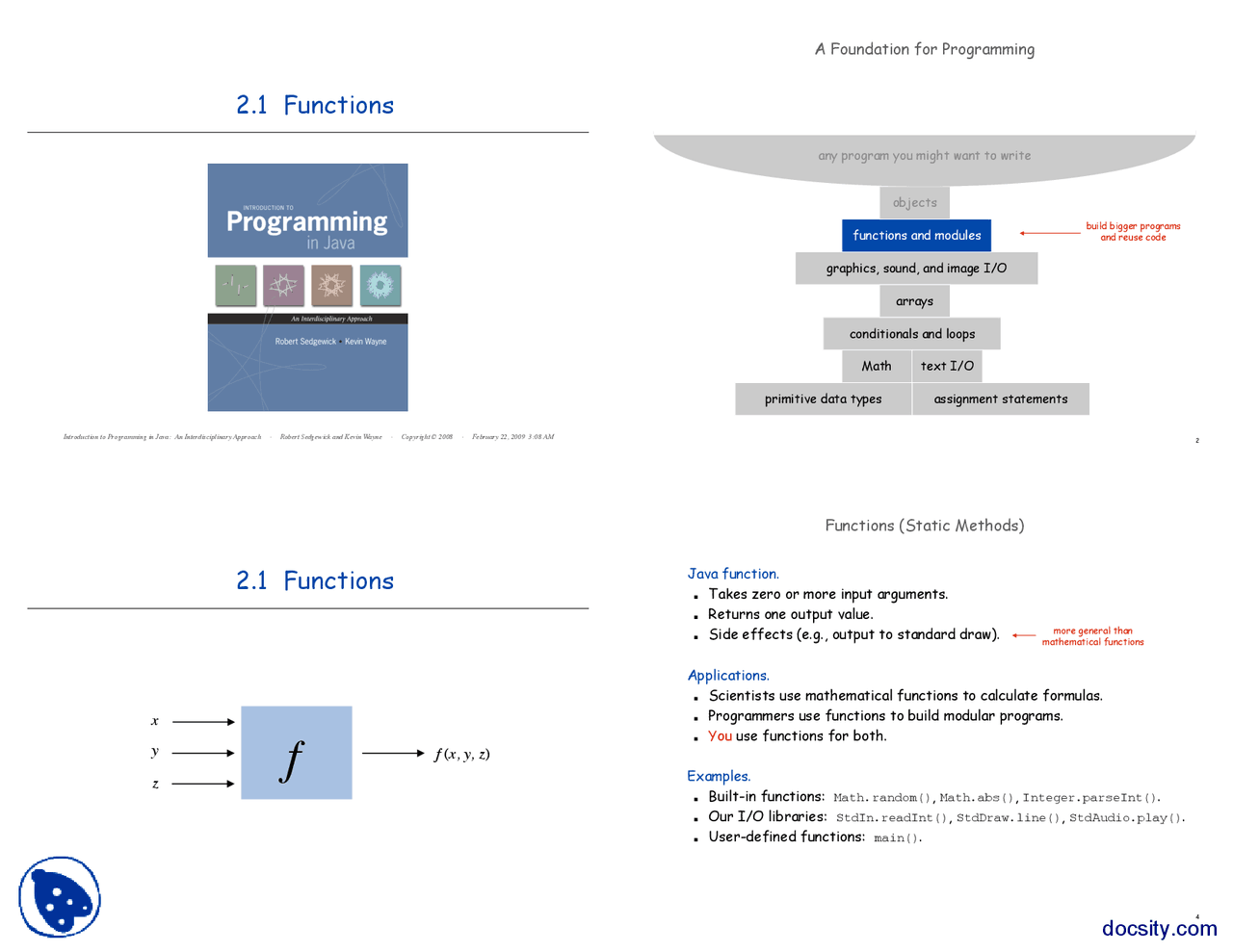 Functions-Basics of Programming-Lecture Slides - Docsity
