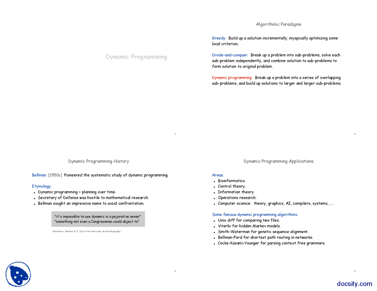 Dynamic Programming-Algorithms and Data Representation-Lecture Slides ...