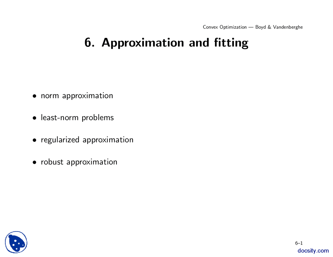 Approximation And Fitting Convex Optimization Lecture Slides Docsity