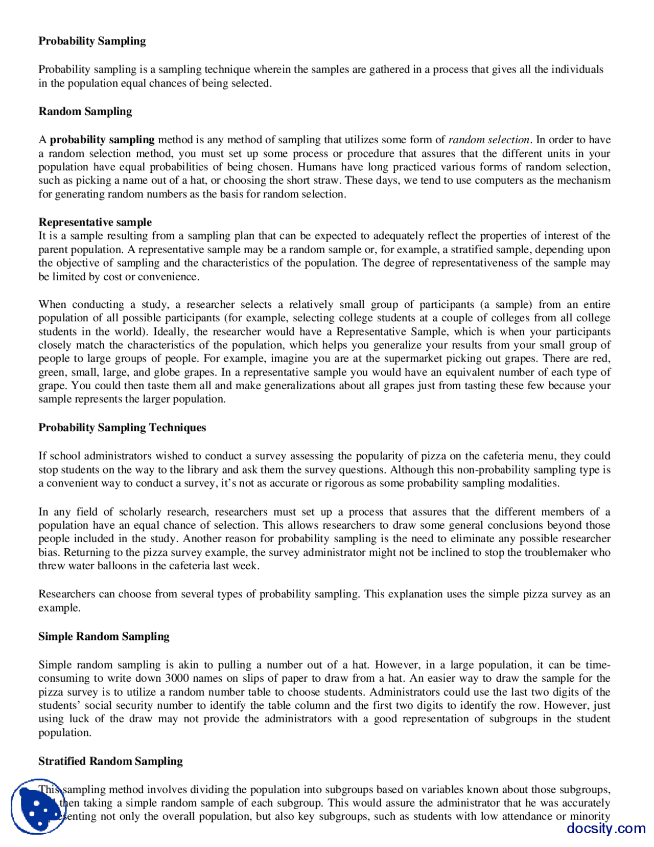 Probability Sampling-Media and Mass Communication-Handout - Docsity
