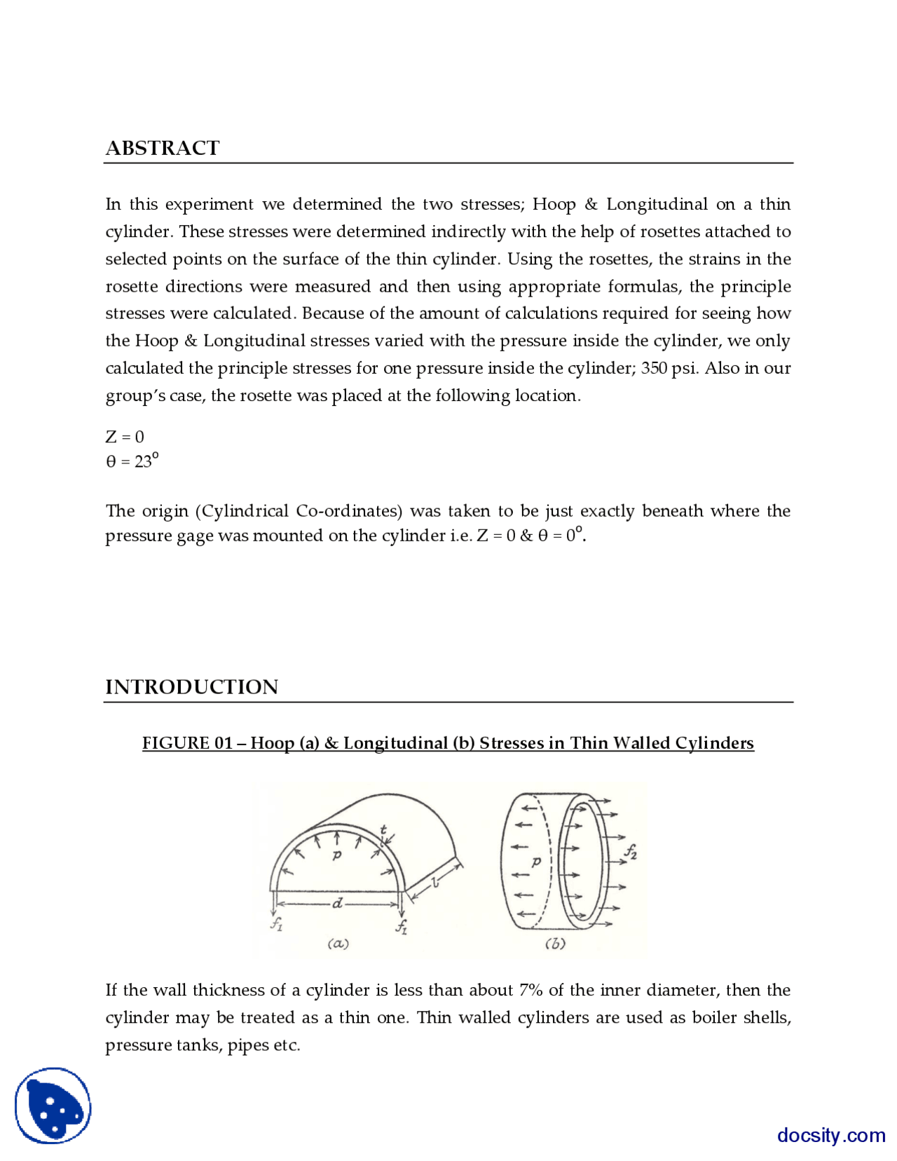 Thin Cylinder Study 2-Stress and Strain in Mechanical Engineering-Lab ...