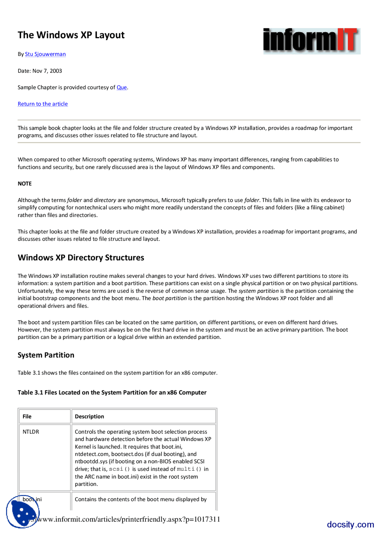 Windows XP Layout-Basic Computer Operating Systems-Handout - Docsity