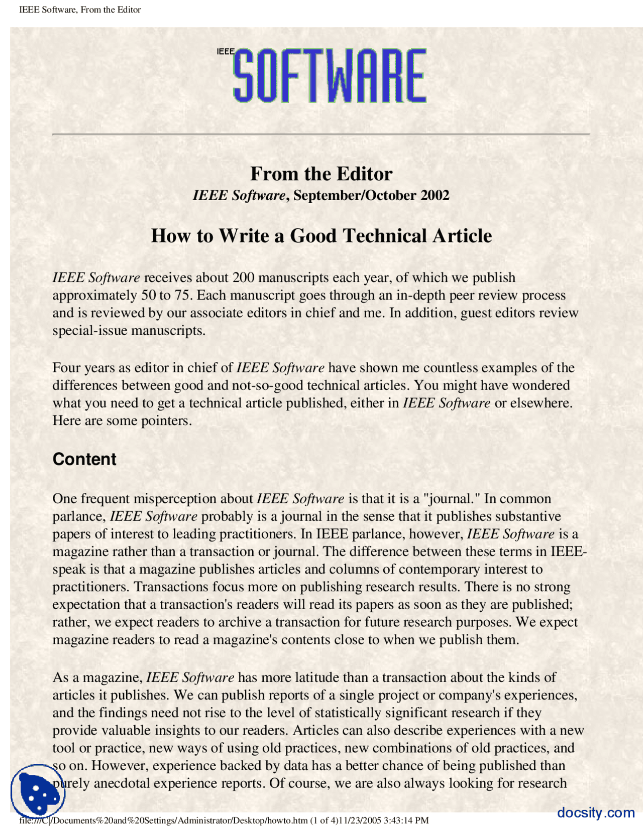 How to Write a Good Technical Article-Technical Writing-Lecture Handout ...