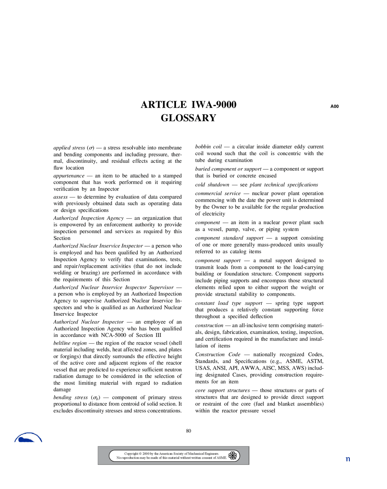 GlossaryHigh Pressure Vessels and BoilersHandout Exercises High