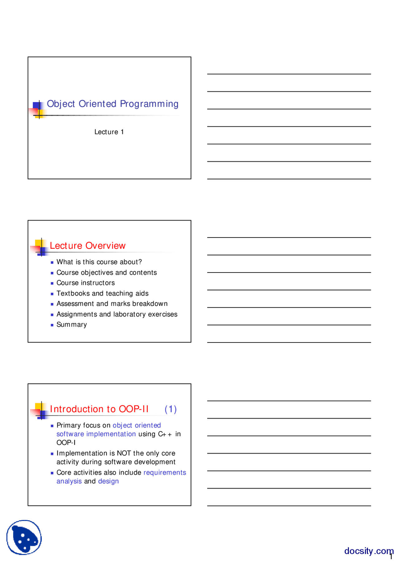 Course Introduction-Skills in Object Oriented Programming-Lecture ...